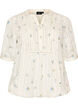 Blouse imprim&eacute;e &agrave; manches 1/2, Vanille, Packshot image number 0