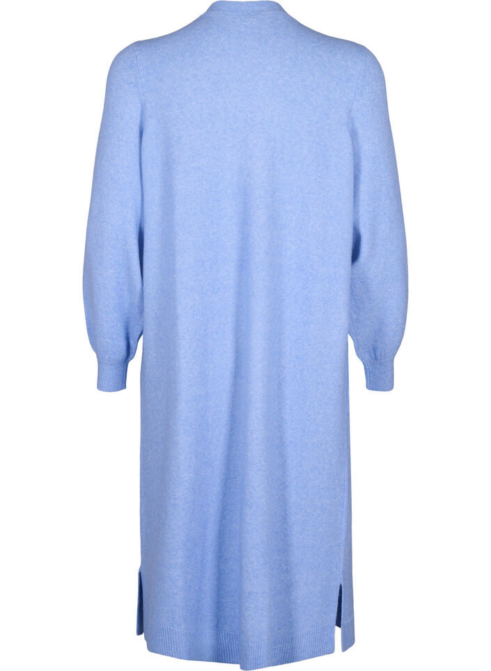 Long cardigan tricoté avec poches, Cornflower Blue Mel., Packshot image number 1