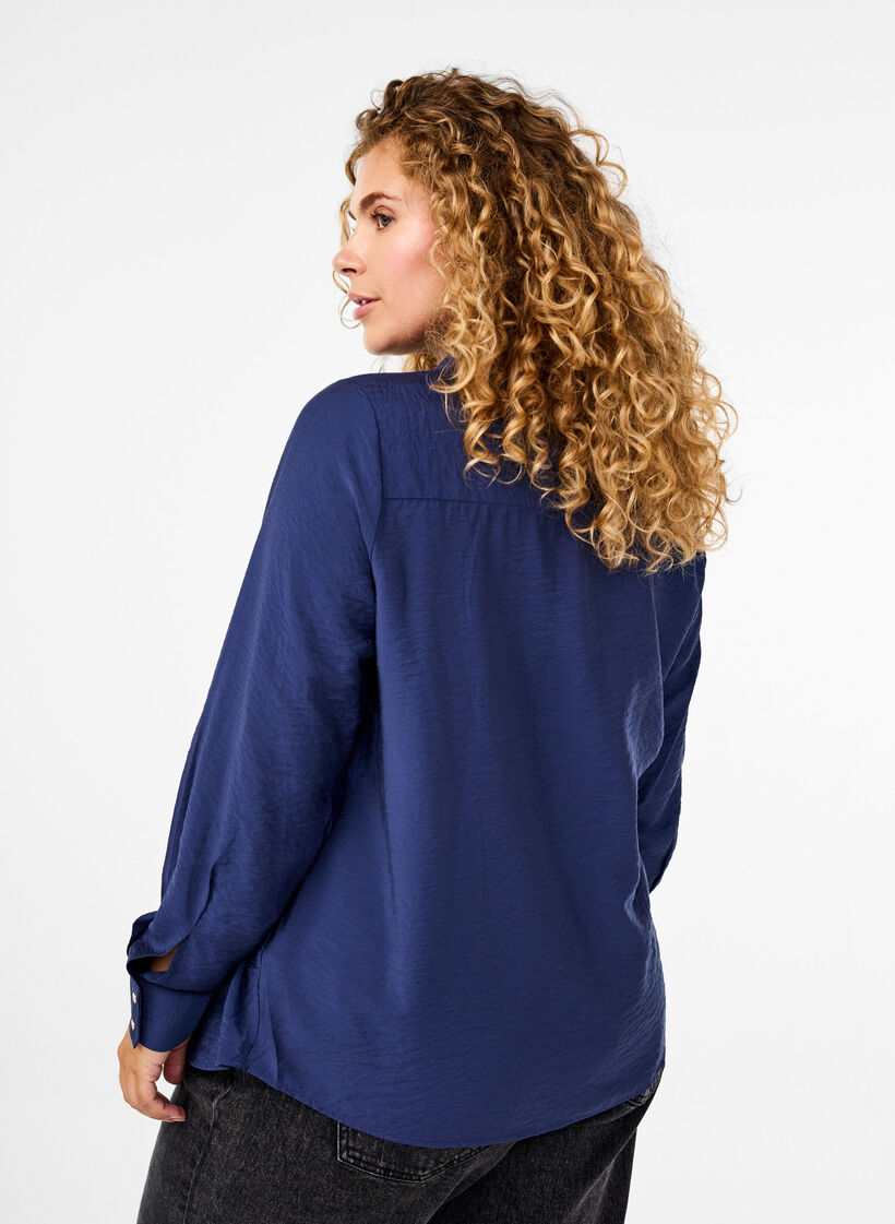 Chemise à poches poitrine, Bleu, Model image number 2