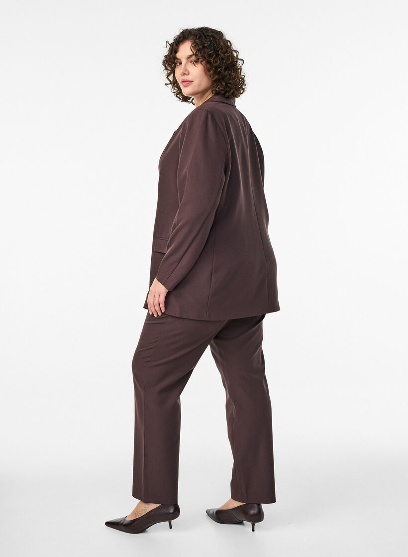 Pantalon avec poches et jambes droites, Marron, Model image number 1