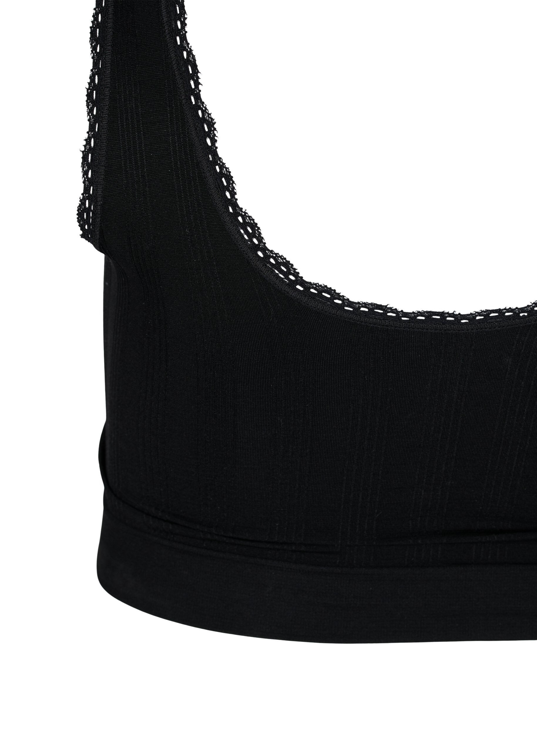 Zizzi Soutien-gorge doux avec bords en dentelle, Black, Packshot image number 3