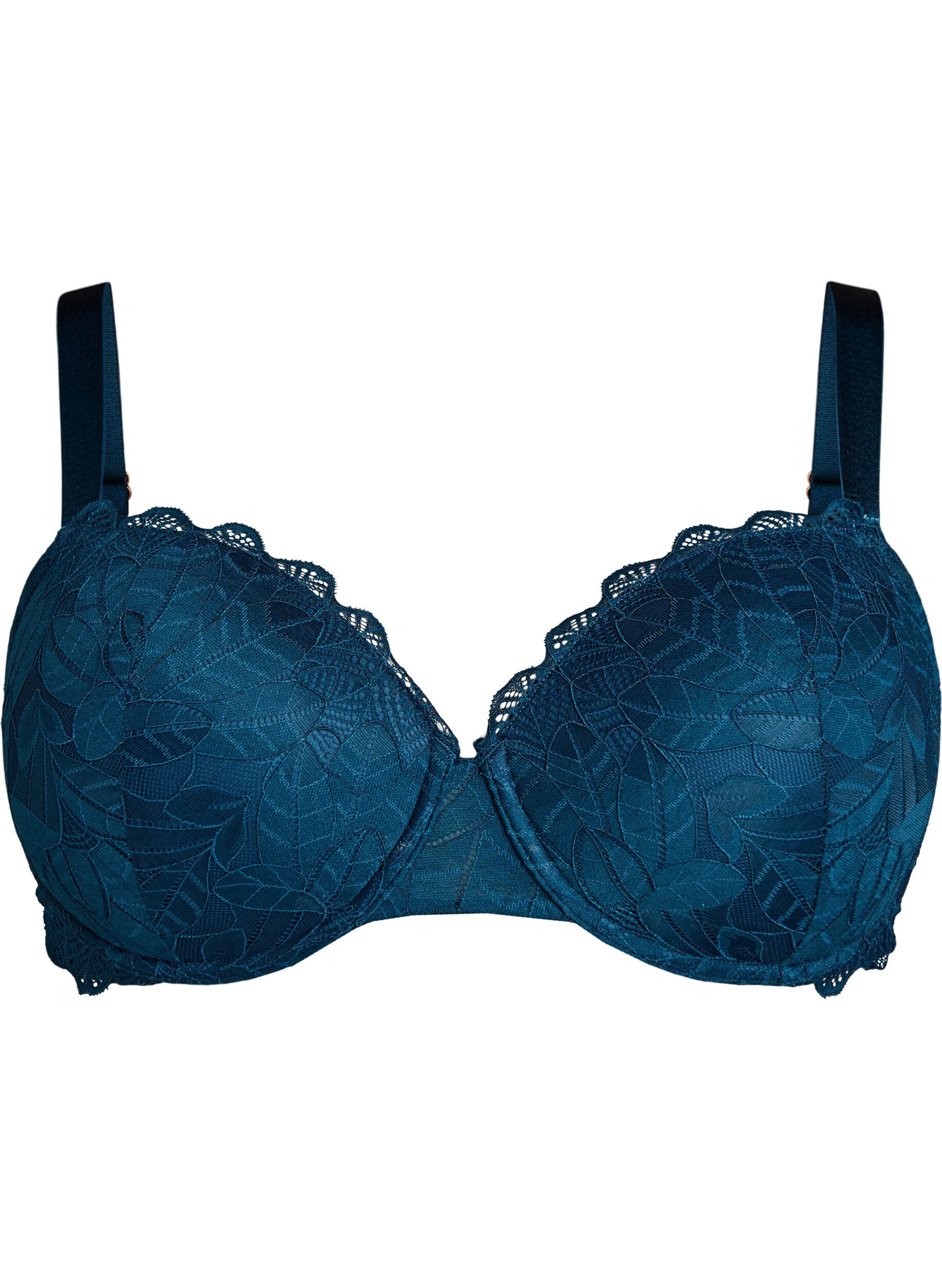 Zizzi Soutien-gorge en dentelle et &agrave; bonnets moul&eacute;s, Bleu, Packshot image number 0