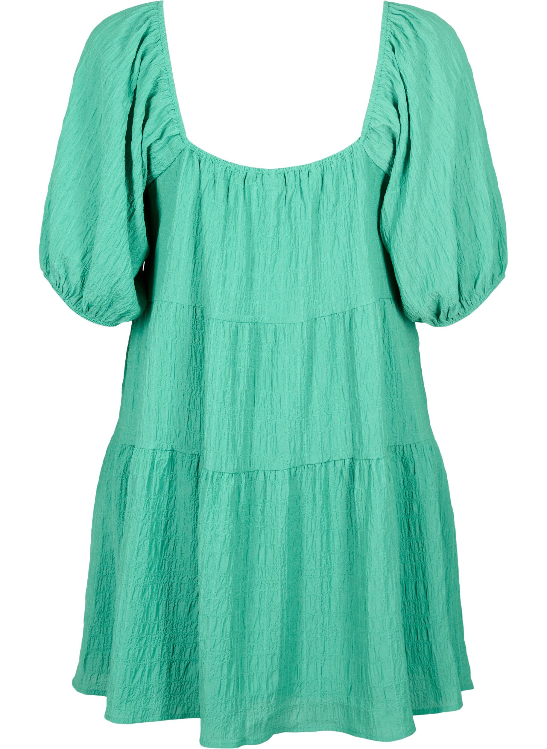 Zizzi Robe courte en forme de A avec un col en V, Deep Mint, Packshot image number 1