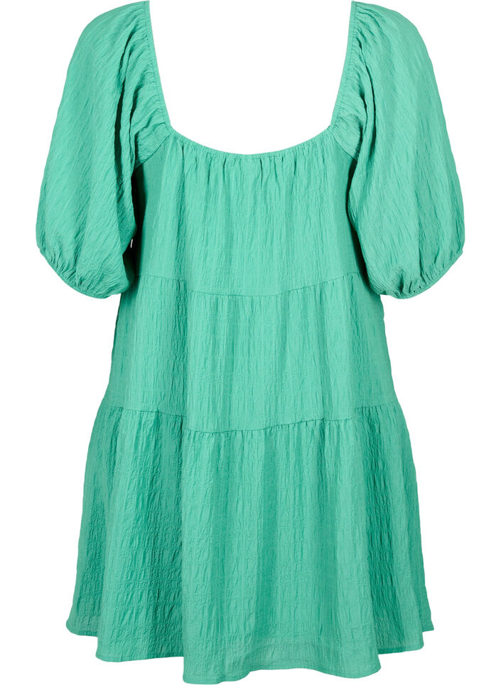 Robe courte en forme de A avec un col en V, Deep Mint, Packshot image number 1