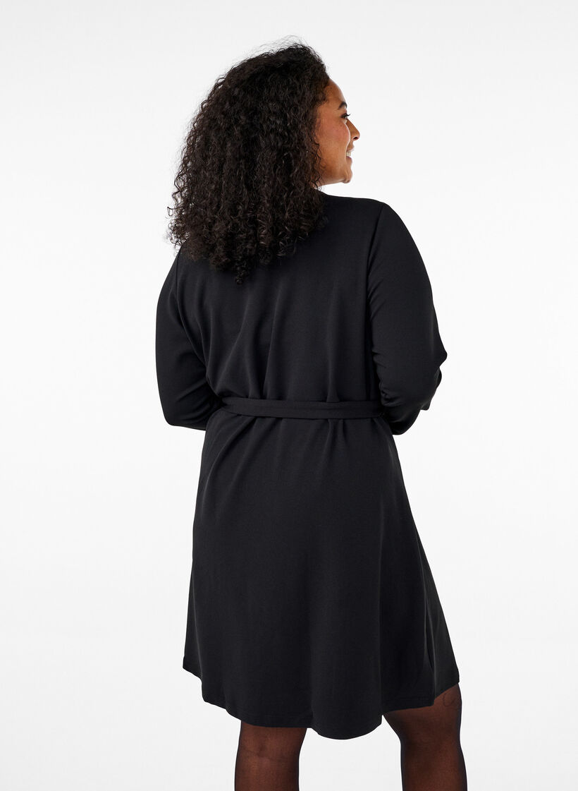 Robe portefeuille avec liens, Black, Model image number 1