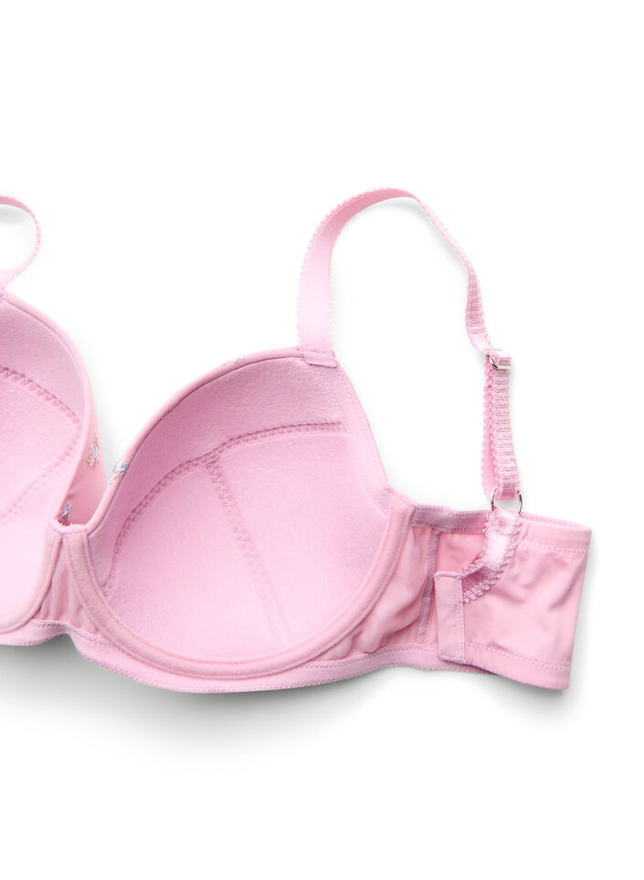 Soutien-gorge rembourr&eacute; avec maille et broderie florale, Rose poudr&eacute;e, Packshot image number 3