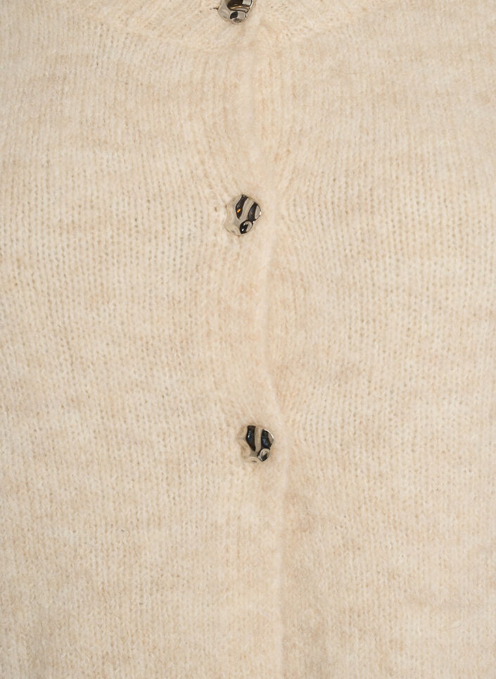 Cardigan en m&eacute;lange de laine avec manches trois-quarts, Beige, Packshot