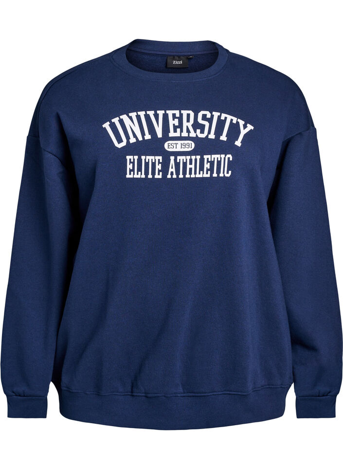 Sweat-shirt avec imprimé texte, Bleu, Packshot image number 0