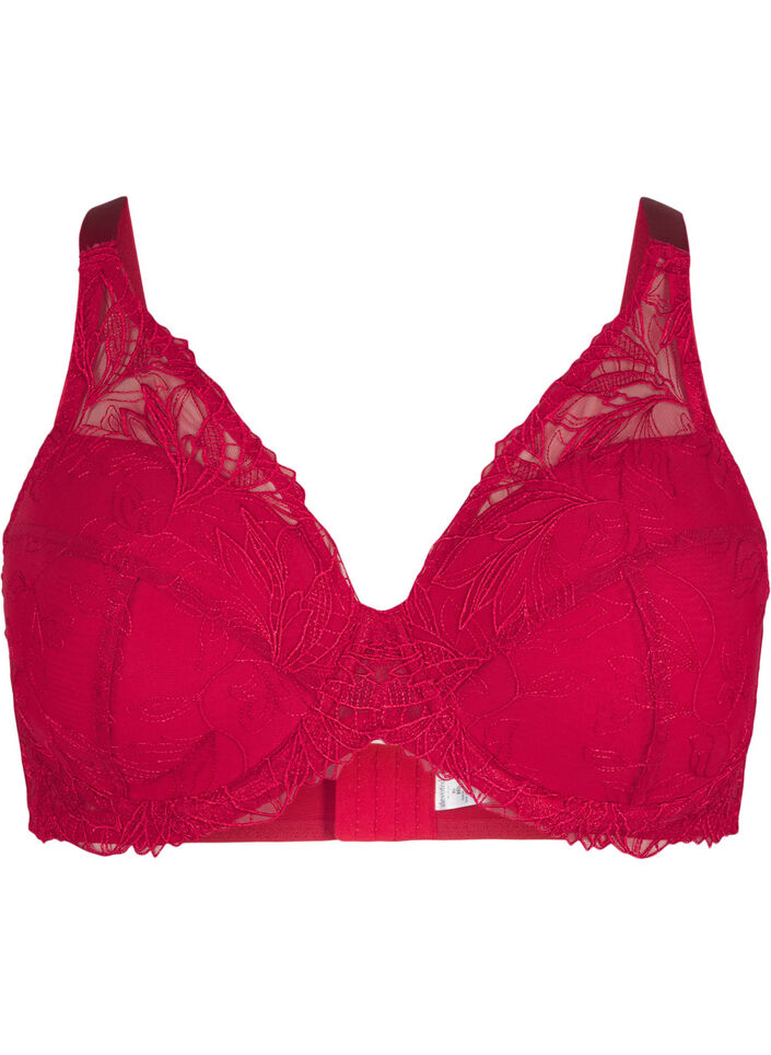 Soutien-gorge en dentelle rembourré avec armature, Rouge, Packshot image number 0