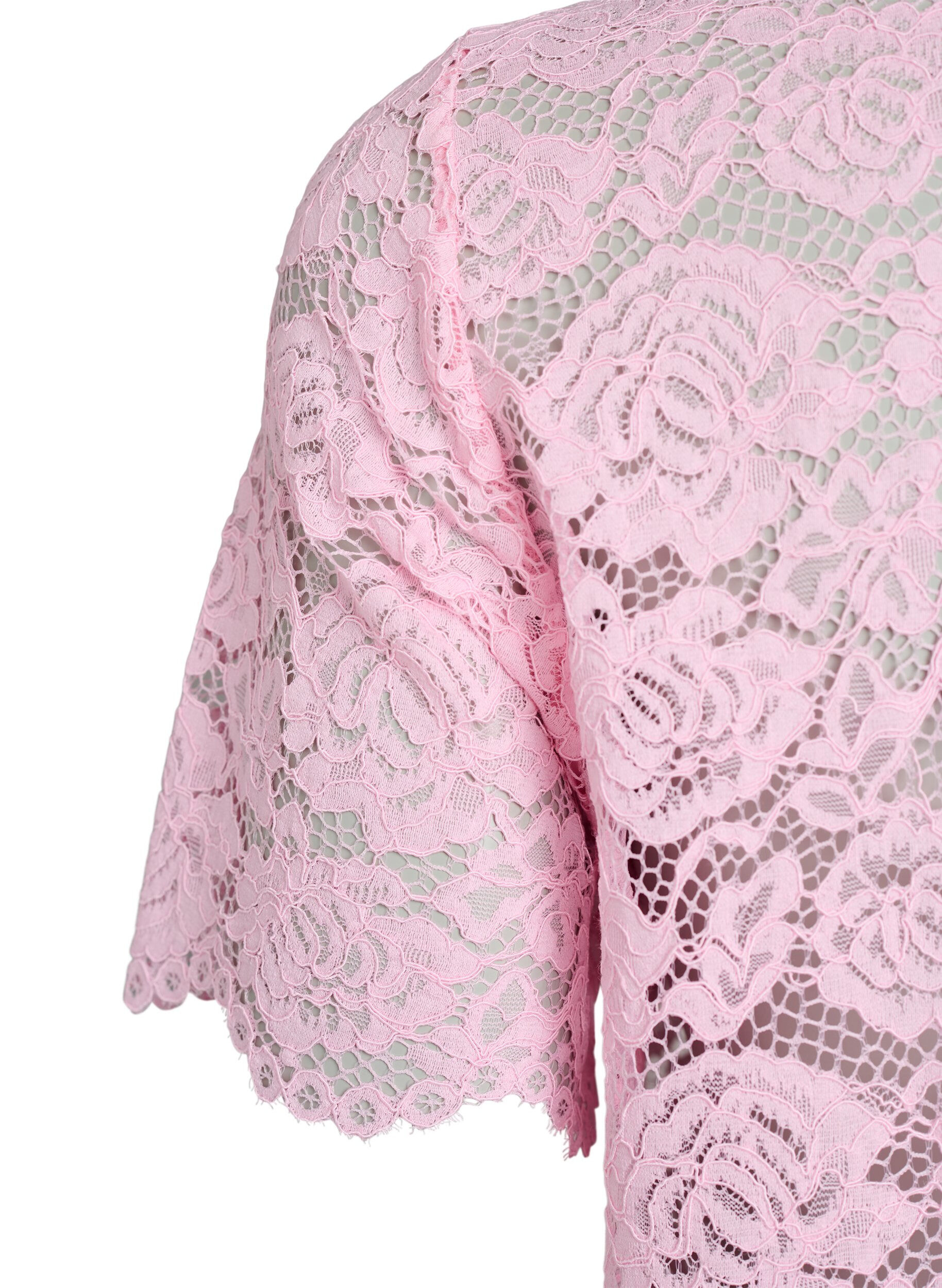 ZizziChemisier en dentelle avec boutons perl&eacute;s, Rose, Packshot image number 3