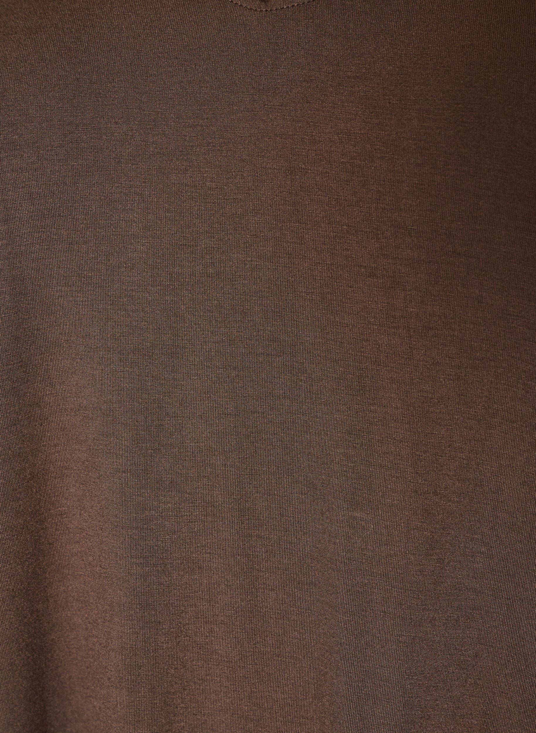 ZizziBasic T-shirt col V en viscose, Marron, Packshot image number 2