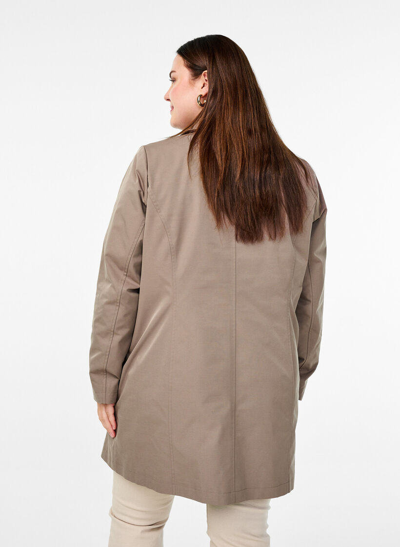 Veste avec poches et col montant, Marron, Model image number 2