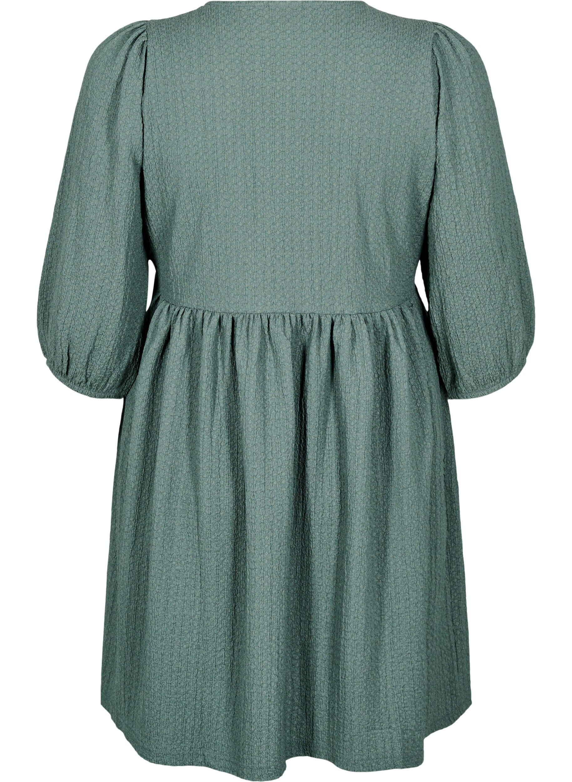 Zizzi FLASH - Robe courte avec texture et manches 3/4, Balsam Green, Packshot image number 1