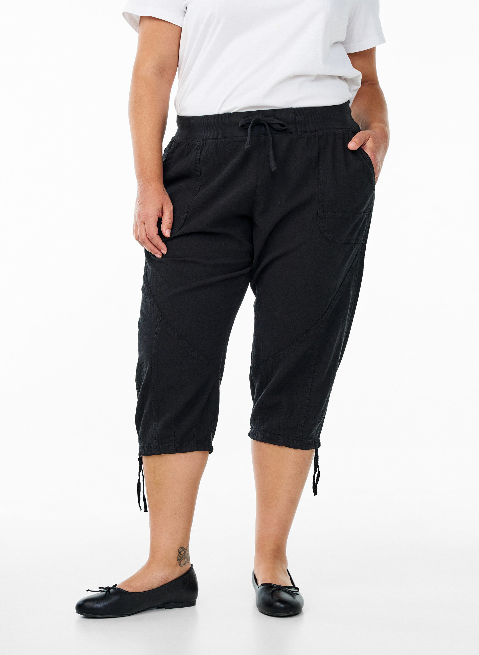 ZizziPantacourt en coton, Noir, Model image number 2