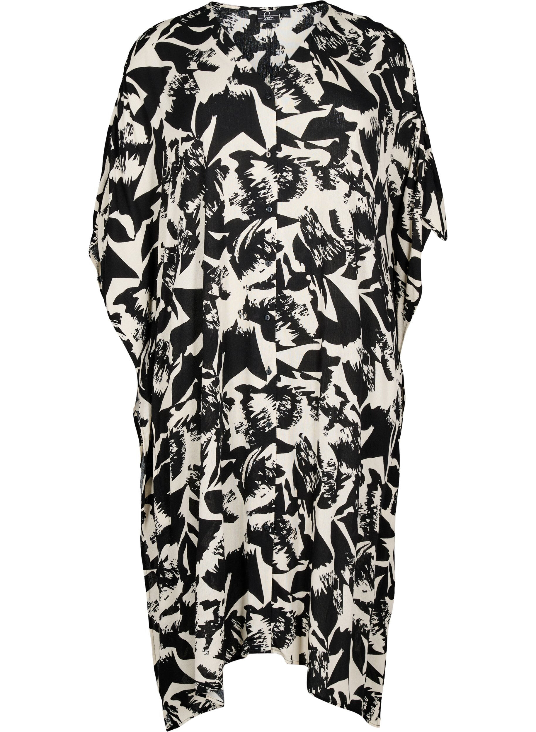 Zizzi Robes de plage Kaftan &agrave; boutons, Beige, Packshot image number 0