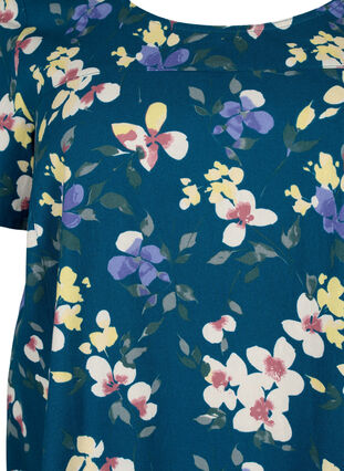 Robe en coton à manches courtes avec imprimé floral, Legion Blue AOP, Packshot image number 2