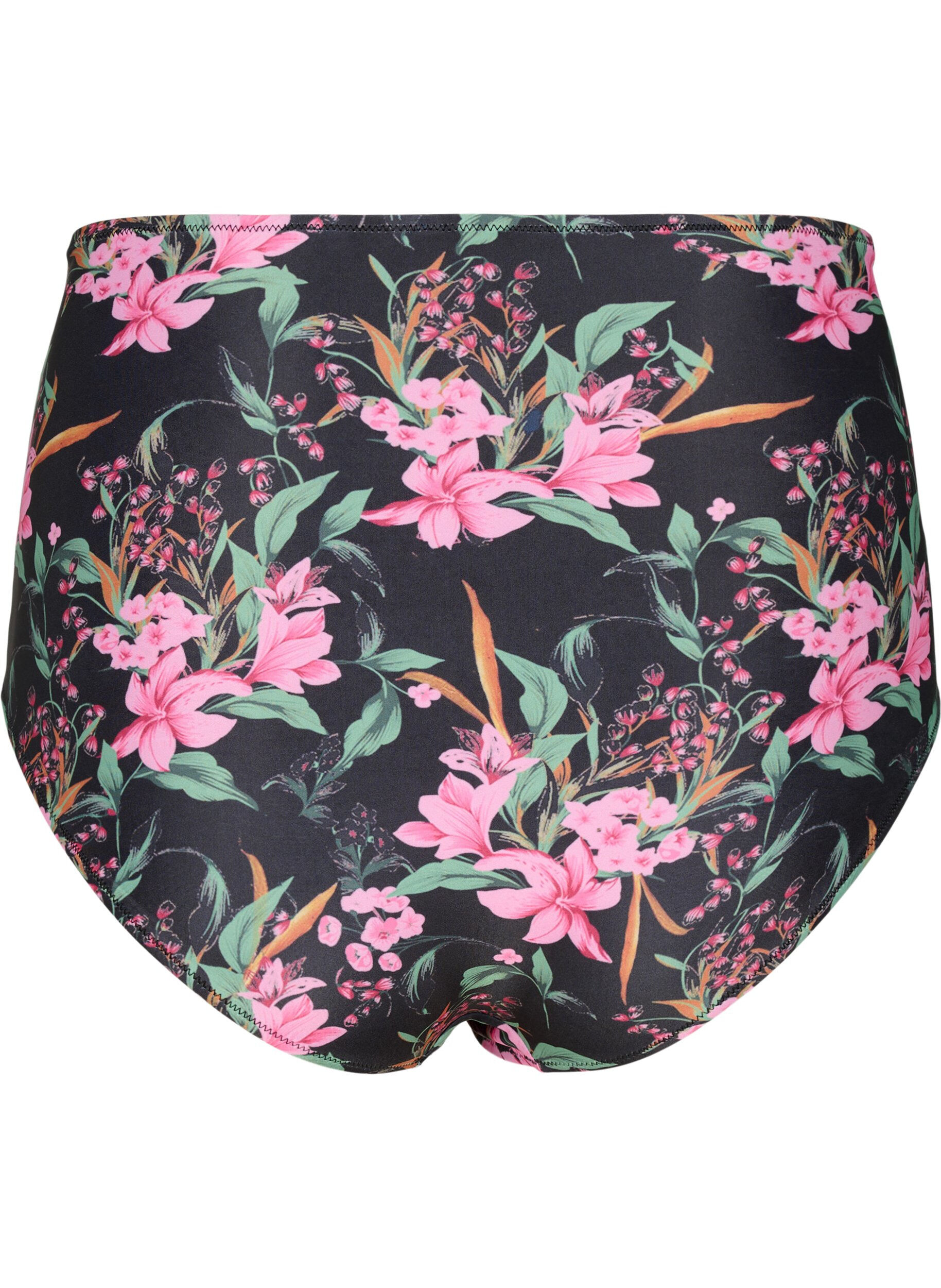 Zizzi Bas de bikini taille extra haute avec imprim&eacute;, Rose, Packshot image number 1