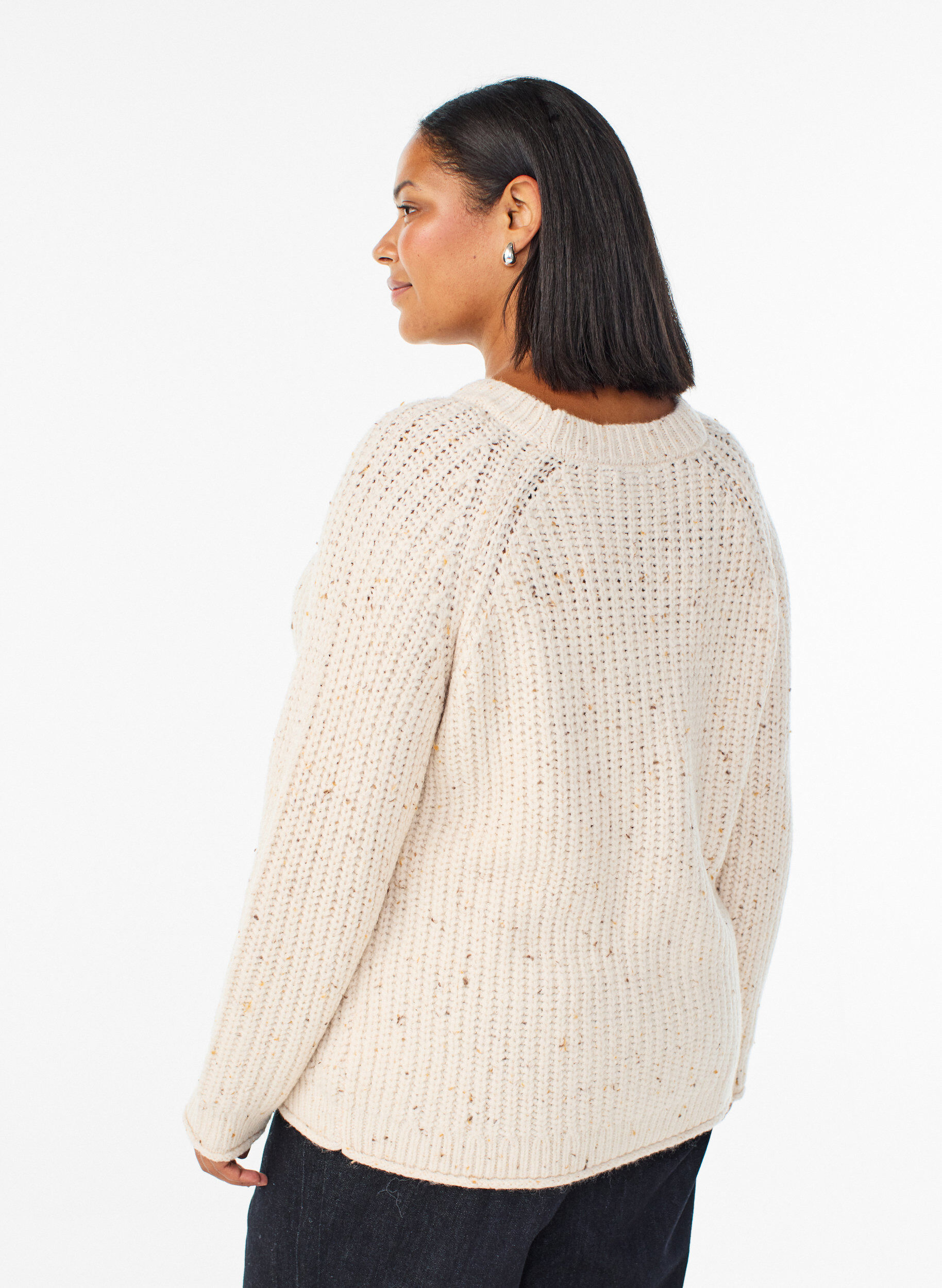 Zizzi Pull en maille avec manches raglan, Beige, Model image number 2