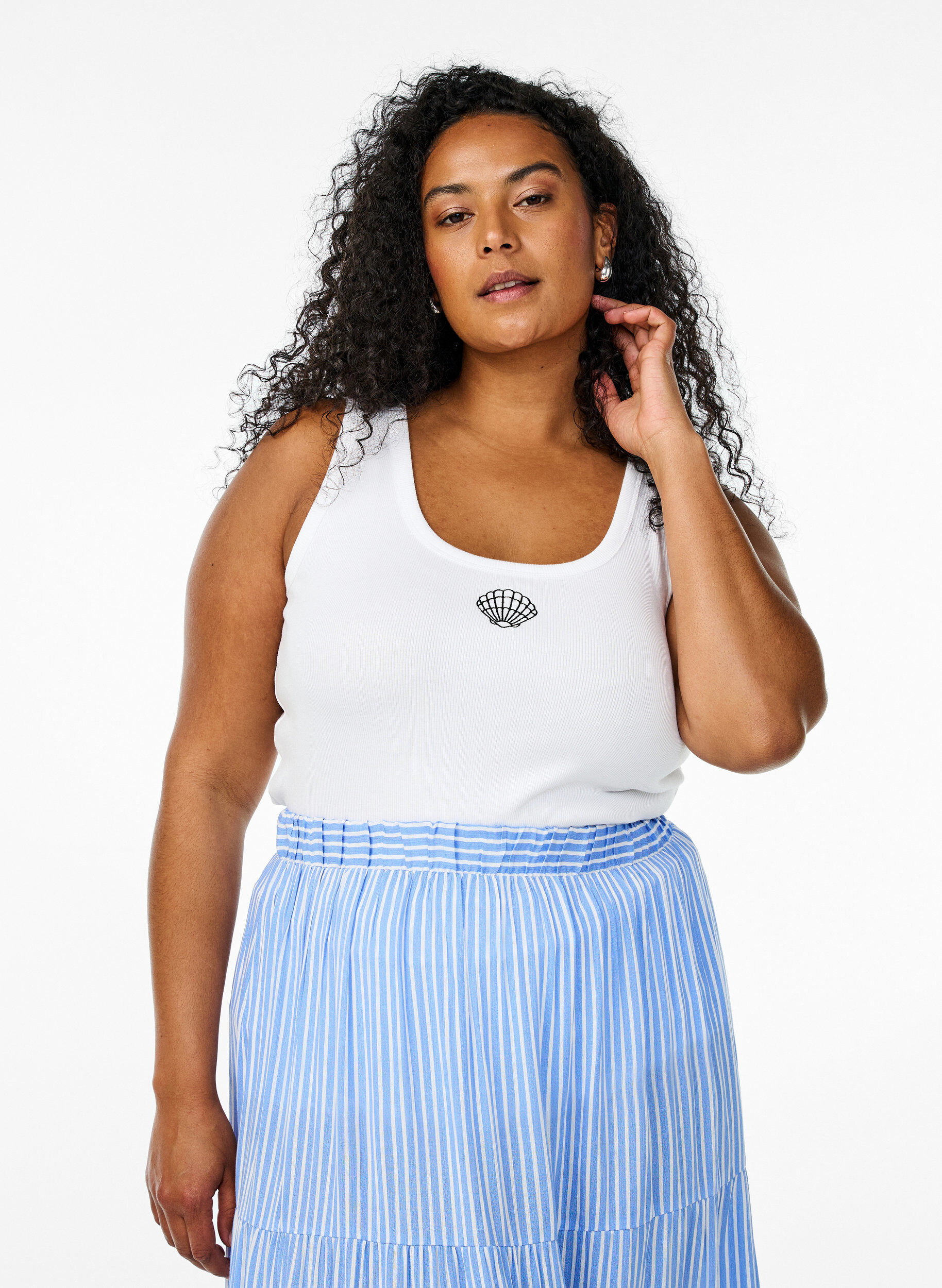 ZizziHaut ajust&eacute; avec motif, Blanc, Model image number 0