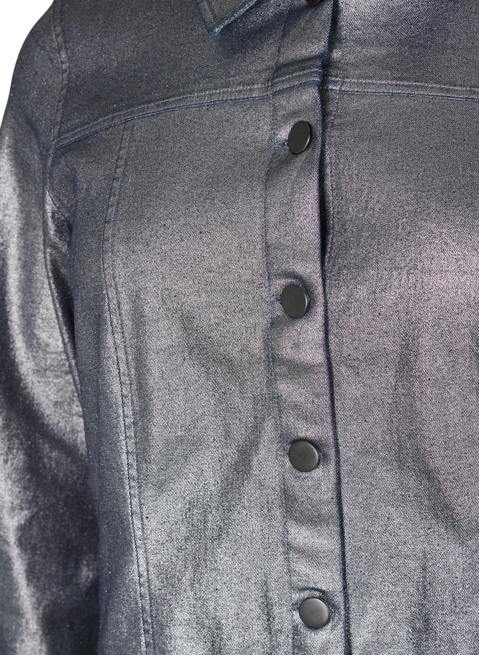 Zizzi  Veste en jean courte argent&eacute;e, Gun Silver, Packshot image number 2