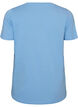 T-shirt en coton avec imprim&eacute; sur le devant et col en V, Bleu Clair, Packshot image number 1