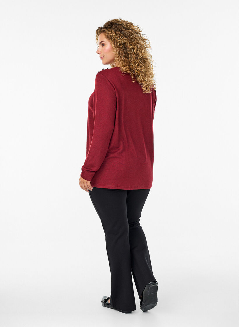 Pantalon bootcut en m&eacute;lange de viscose, Noir, Model image number 1