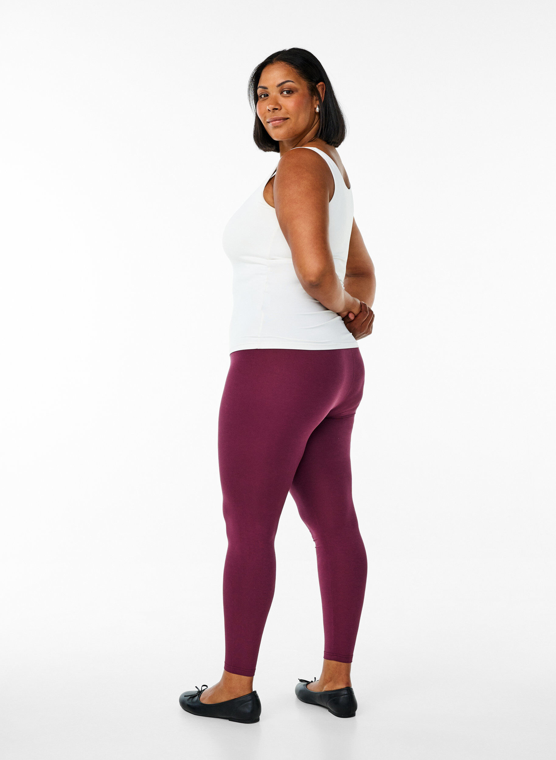 ZizziLeggings basiques en viscose, Bordeaux fonc&eacute;, Model image number 2