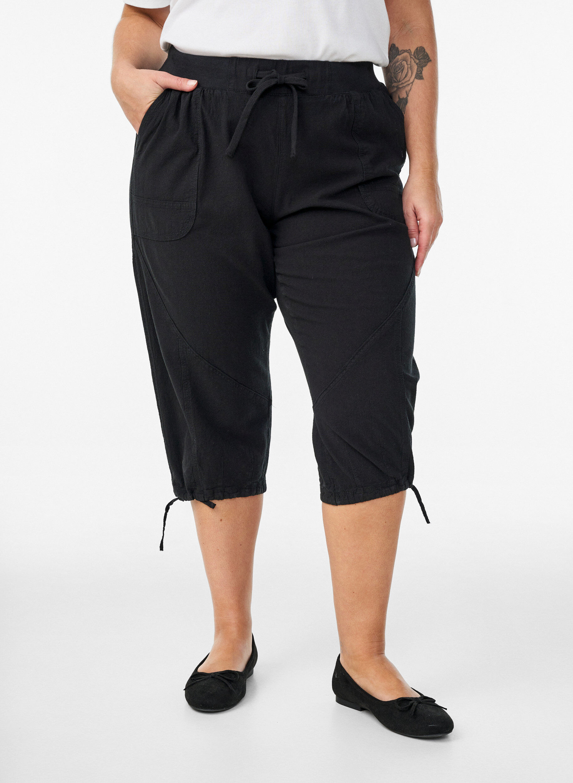 ZizziPantacourt en coton, Noir, Model image number 2