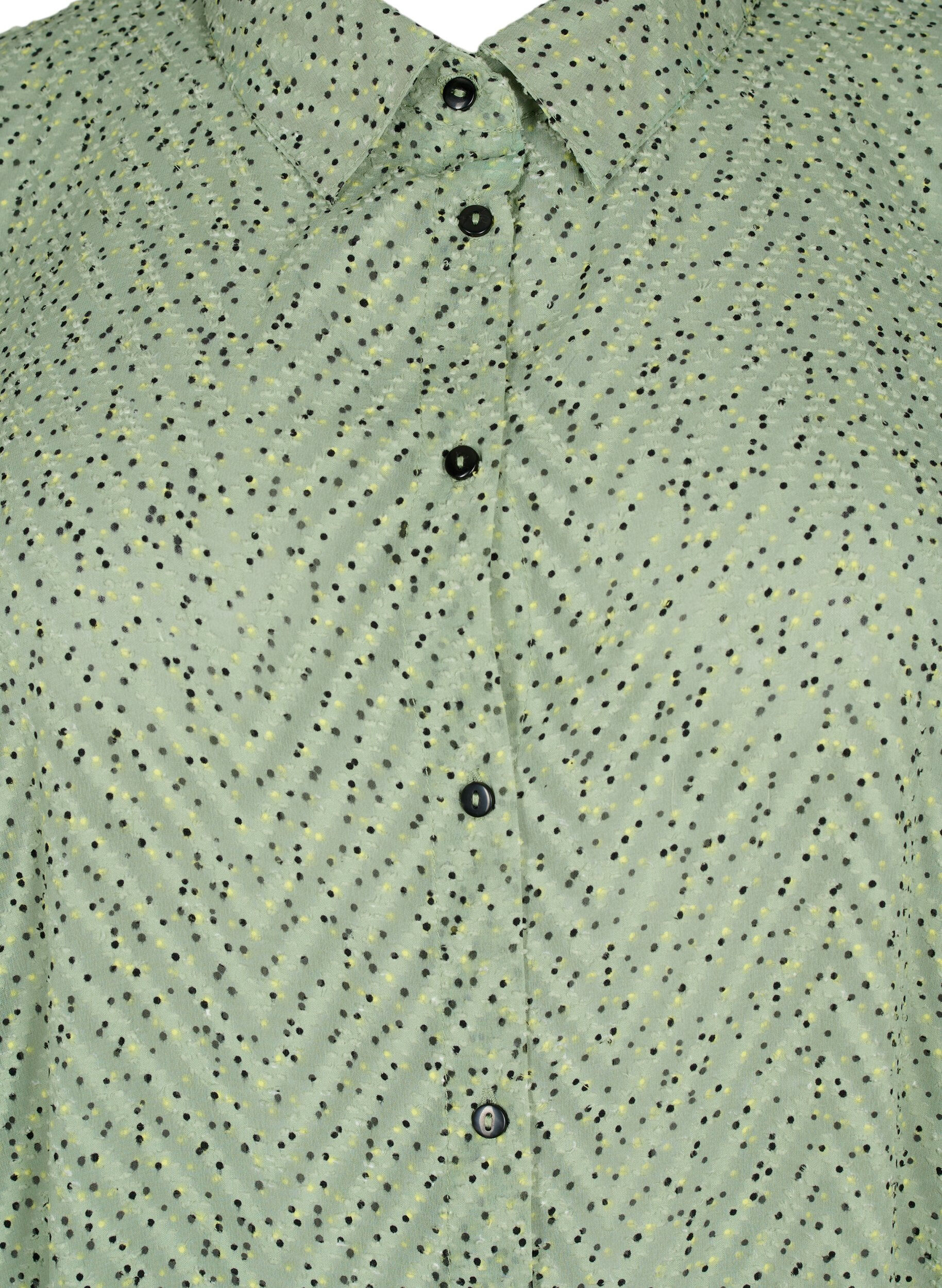 Zizzi Robe chemise &agrave; pois avec manches 3/4 et fente, Seagrass Dot, Packshot image number 2
