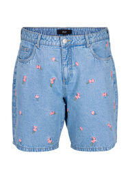 Shorts en jean avec des fleurs brodées, Light Blue AOP, Packshot