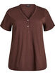 T-shirt dot&eacute; de boutons, Marron, Packshot image number 0