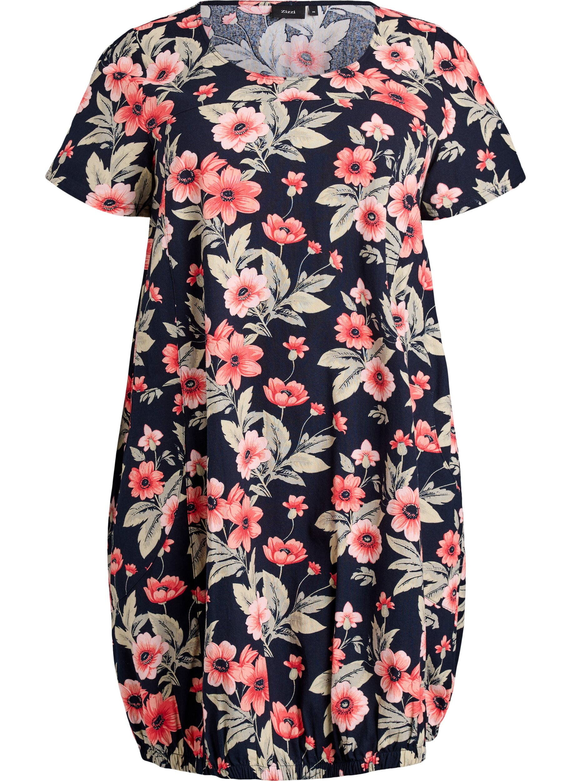 Robe en coton &agrave; manches courtes avec imprim&eacute;