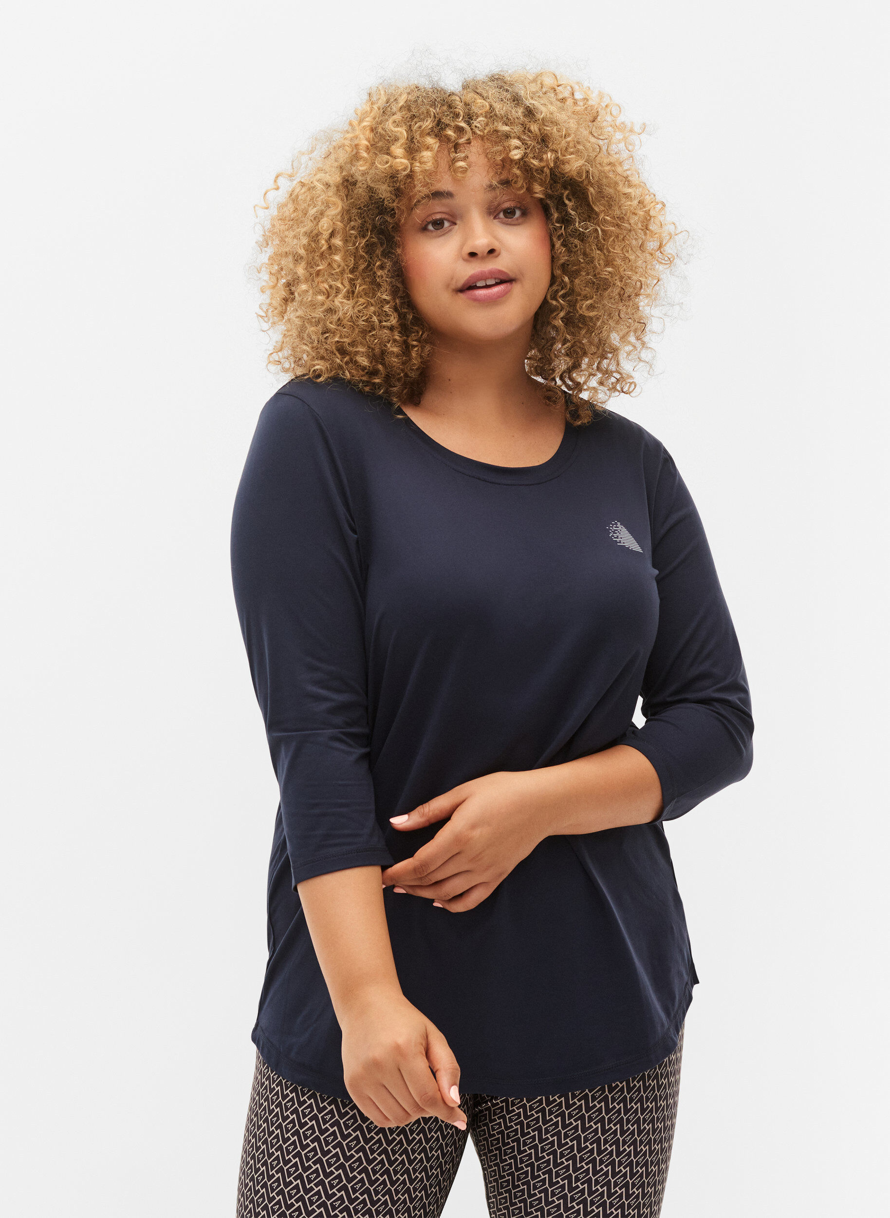 Top d'entra&icirc;nement &agrave; manches 3/4, Bleu, Model