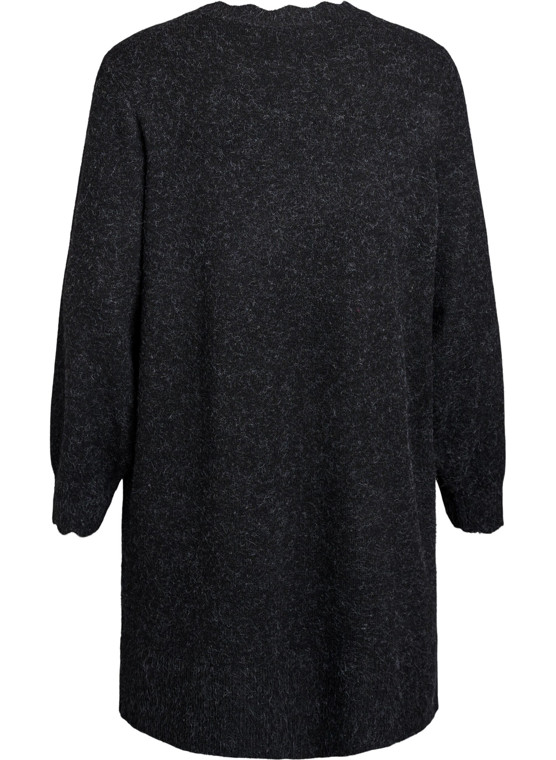 ZizziRobe courte en maille avec ourlet ondul&eacute; et fentes, Gris anthracite, Packshot image number 1