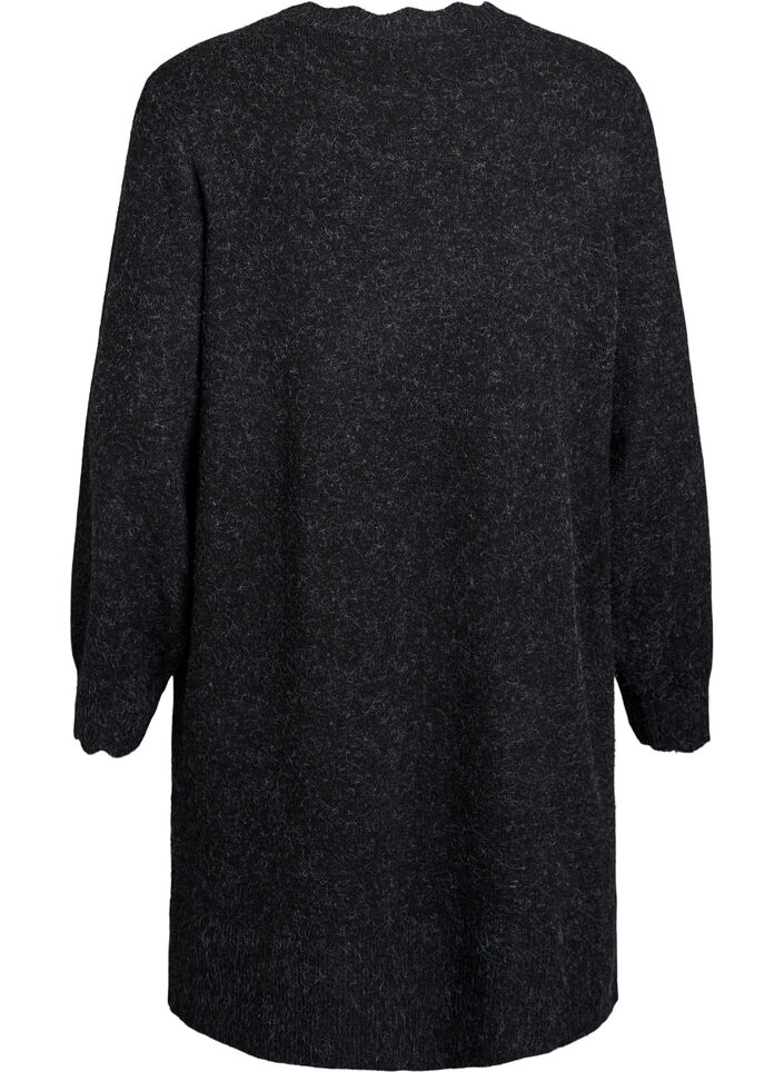 Robe courte en maille avec ourlet ondul&eacute; et fentes, Gris anthracite, Packshot image number 1