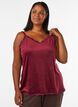 Top en velours avec bordure en dentelle, Bordeaux, Model image number 0