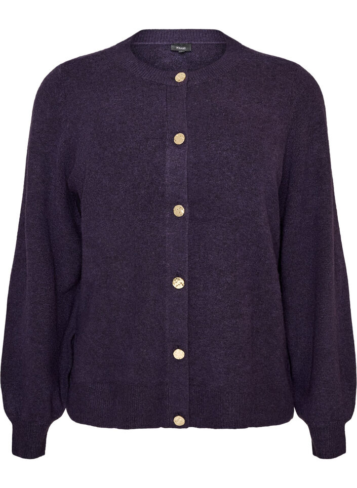 Cardigan en maille douce avec boutons dor&eacute;s, Violet, Packshot image number 0