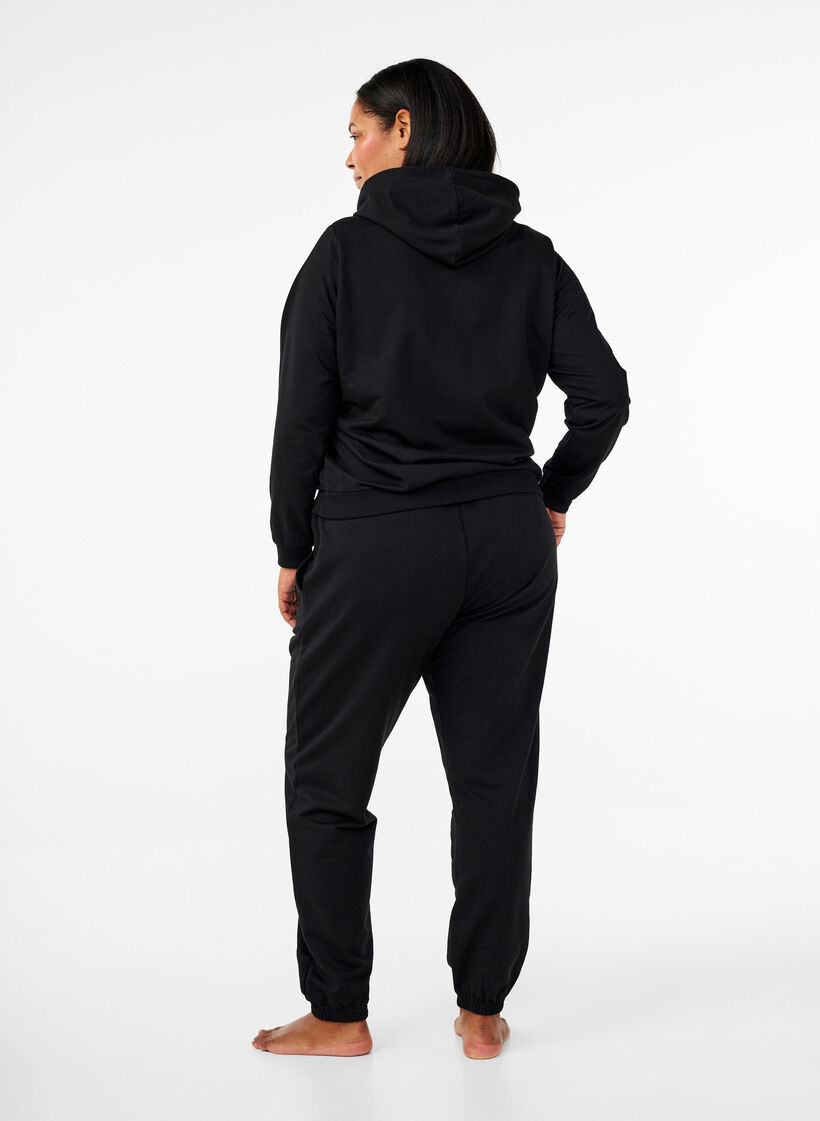 Sweat &agrave; capuche avec imprim&eacute;, Noir, Model image number 2