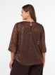 Blouse transparente avec sequins et motif &agrave; losanges, Marron, Model image number 2