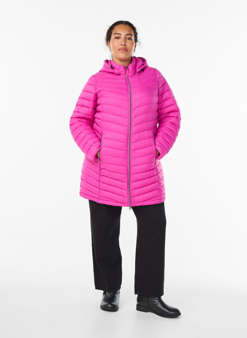 Veste l&eacute;g&egrave;re avec poches et capuche amovible., Rose, Model image number 1