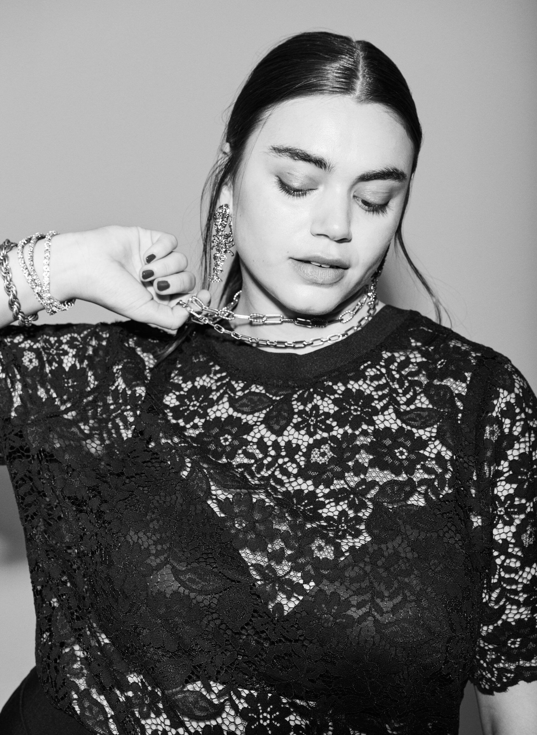 Zizzi Blouse en dentelle &agrave; manches courtes et col rond, Noir, Image image number 0