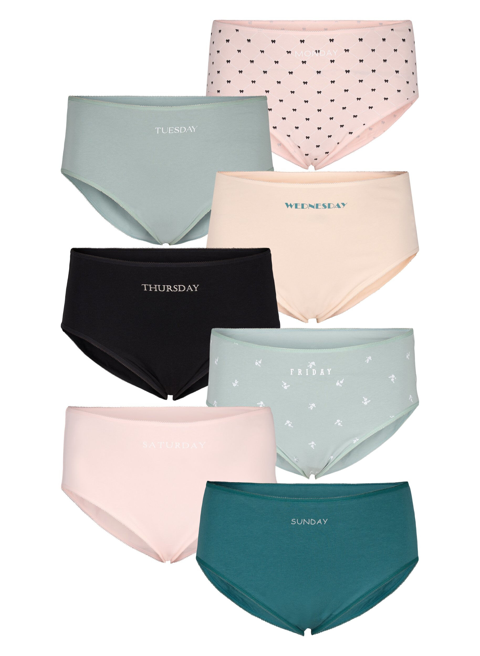 Zizzi 7-pack de culottes avec une taille standard, Vert clair, Packshot image number 0