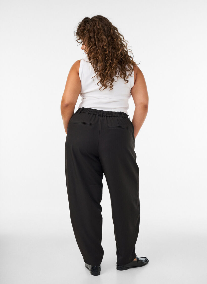 Pantalon barrel taille haute, Noir, Model image number 2