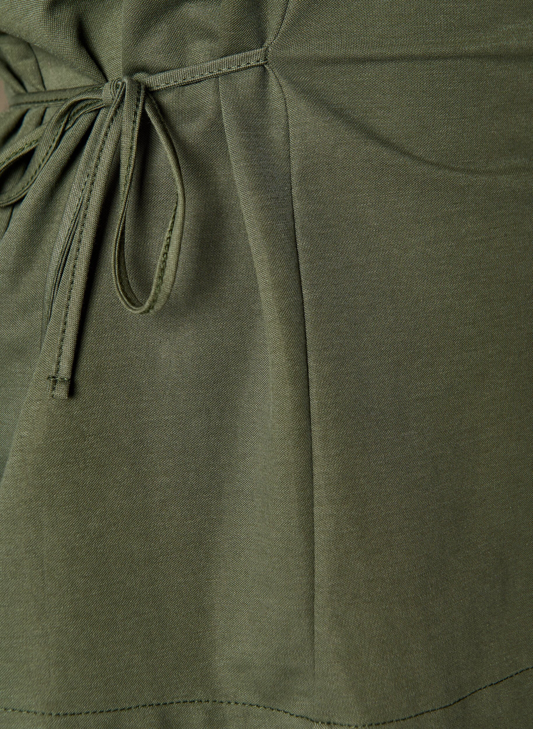 ZizziBlouse en m&eacute;lange de coton avec un col en V et un lien &agrave; nouer, Vert, Packshot image number 2