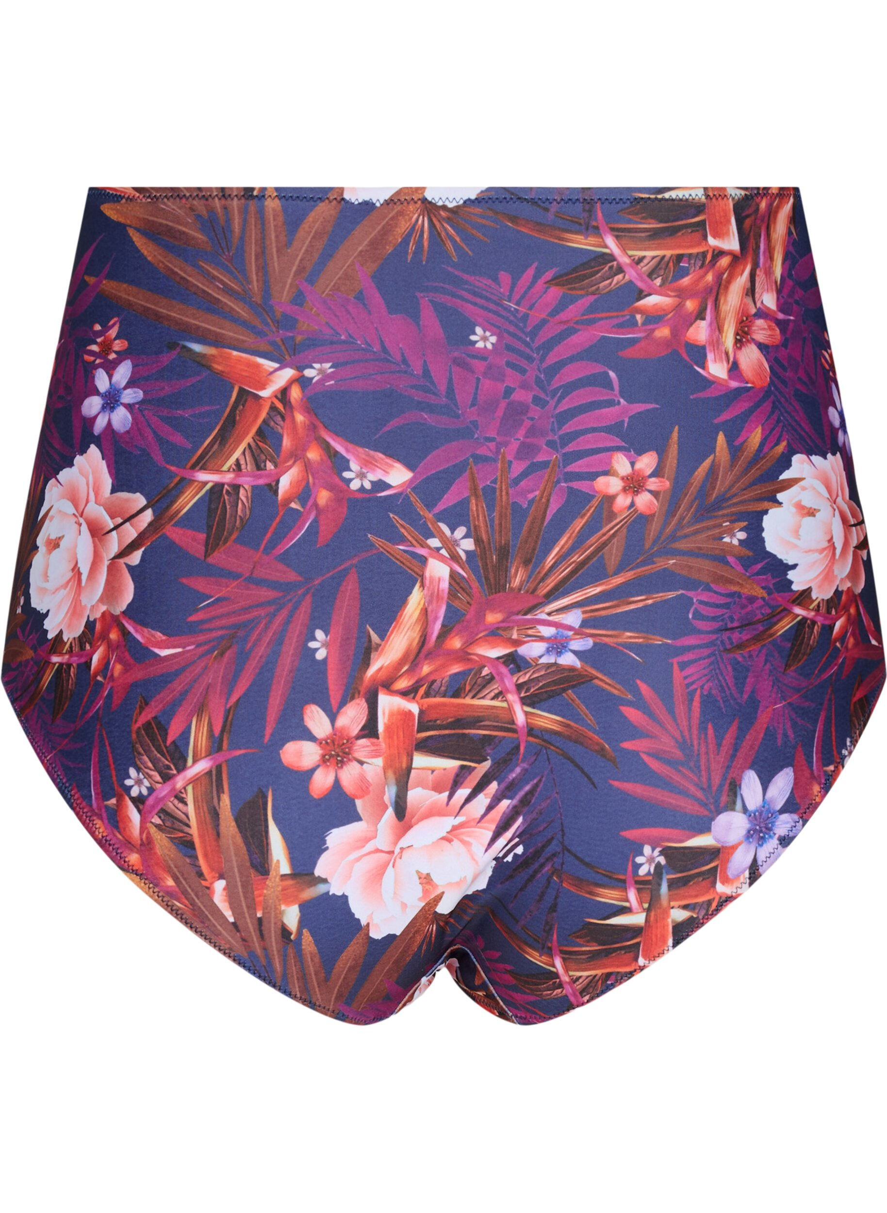 Zizzi Bas de bikini &agrave; ray&eacute;e avec taille haute, Violet, Packshot image number 1