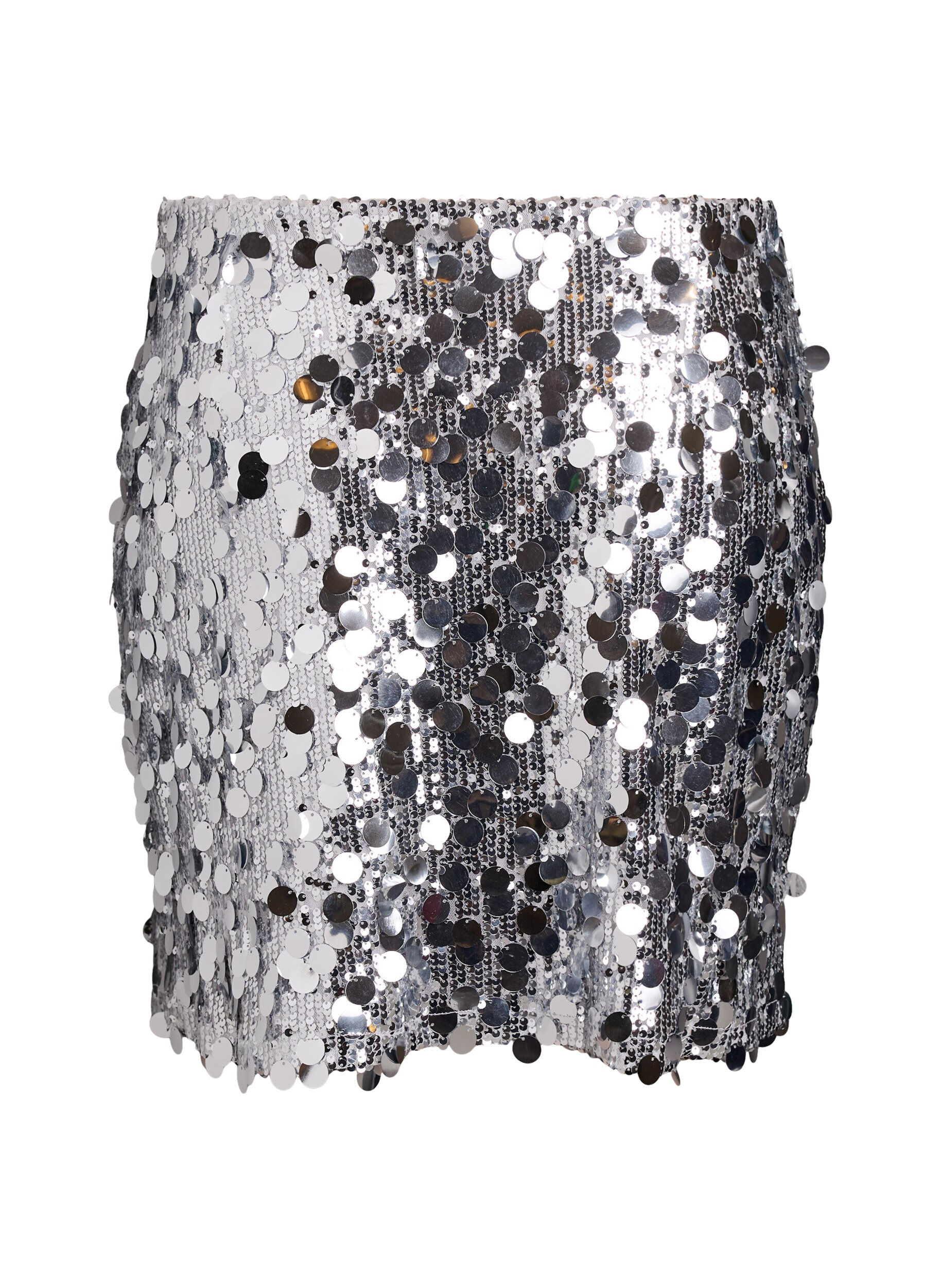 ZizziJupe courte &agrave; sequins avec une ceinture &eacute;lastique, Argent&eacute;, Packshot image number 1