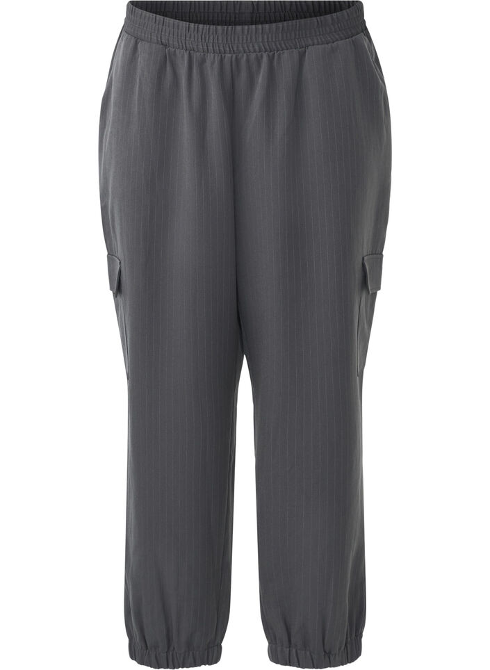 Pantalon avec poches cargo et taille élastiquée, Gris anthracite, Packshot image number 0