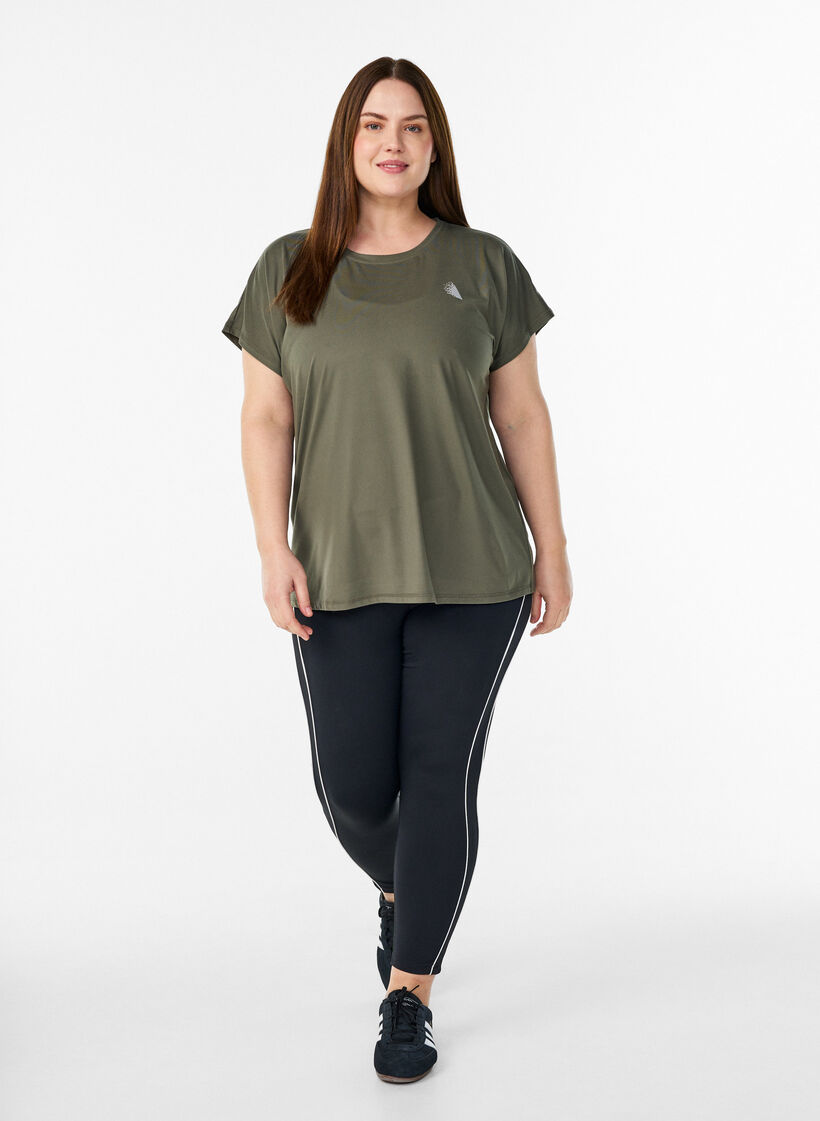 T-shirt de sport couleur unie, Vert, Model image number 1