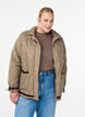 Veste courte matelassée avec détails contrastants, Beige, Model image number 0