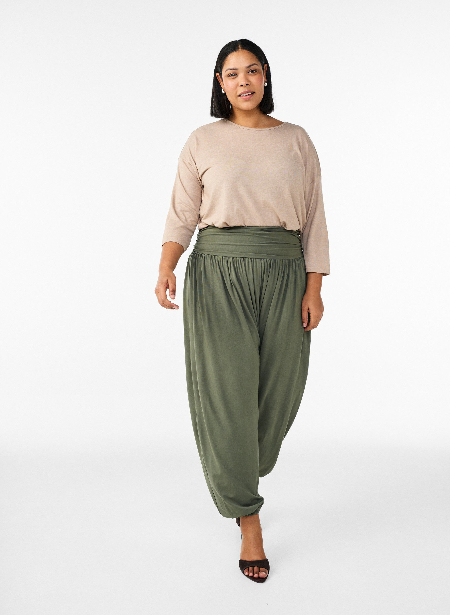 ZizziBlouse en jersey avec manches 3/4, Beige, Model image number 1